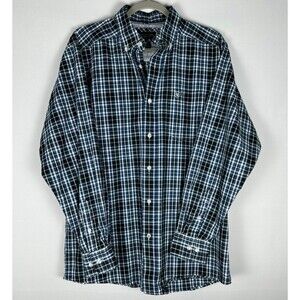 Ariat Pro Series Button Down Shirt Mens M Blue Black Plaid Western Rodeo Cowboy